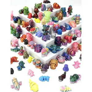 200 Pcs Shimmery Random 3D Printed Mini Animals Pack,Flexible Articulated Animals for Party Favors,Kids Student School Classroom Gifts, Carnival Prizesfidget toys