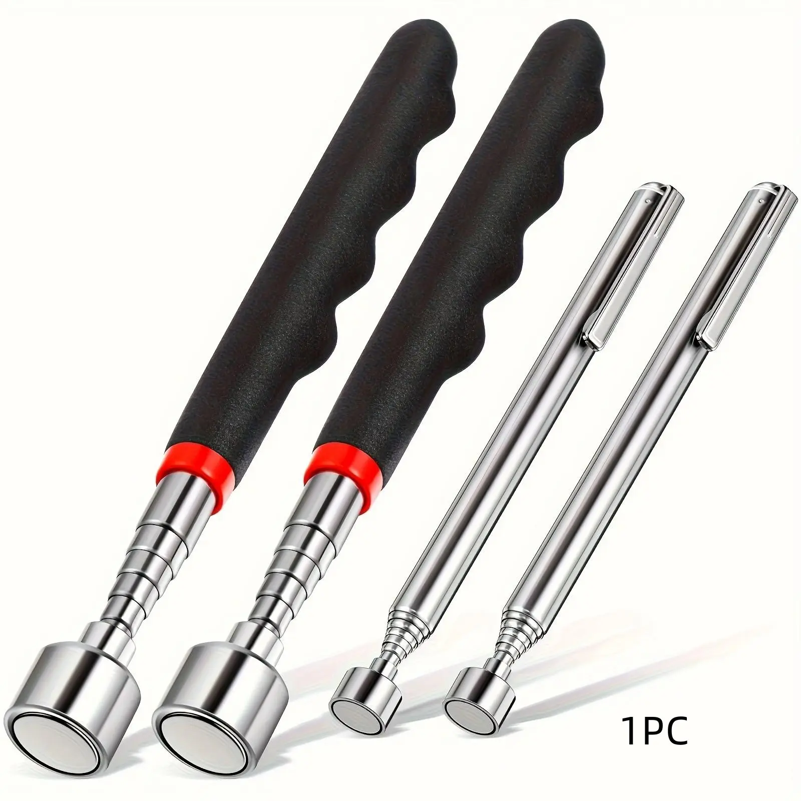 Silver Color Magnetic Pickup Tool, Pocket Clip, Strong Magnetism, Ideal for Automotive and Construction, No Battery Required, Hardware