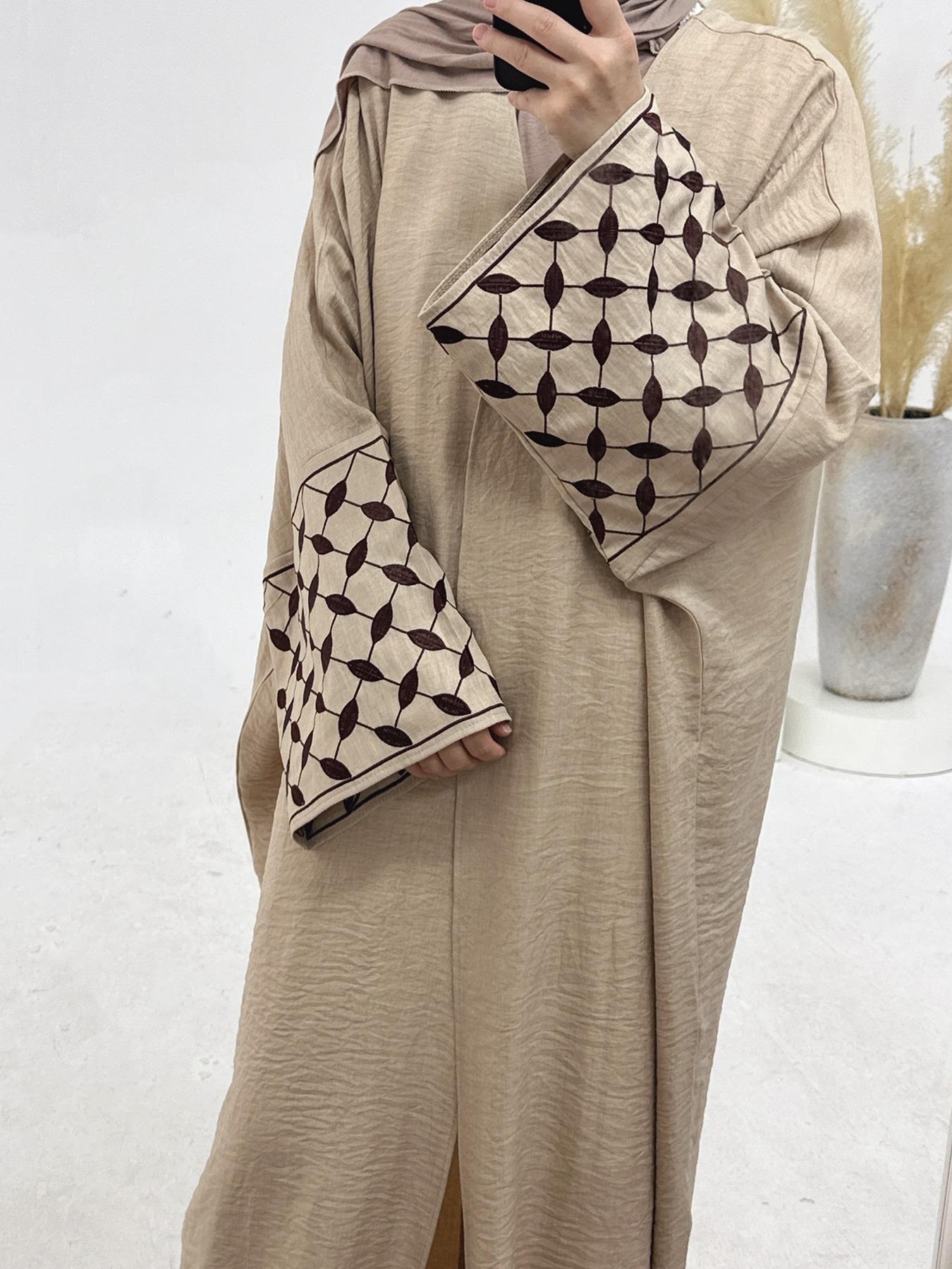Women's Embroidery Abaya, Modest Casual Long Sleeve Abaya for Daily Wear, Ladies Islamic Clothing for All Seasons, Abayas for Women