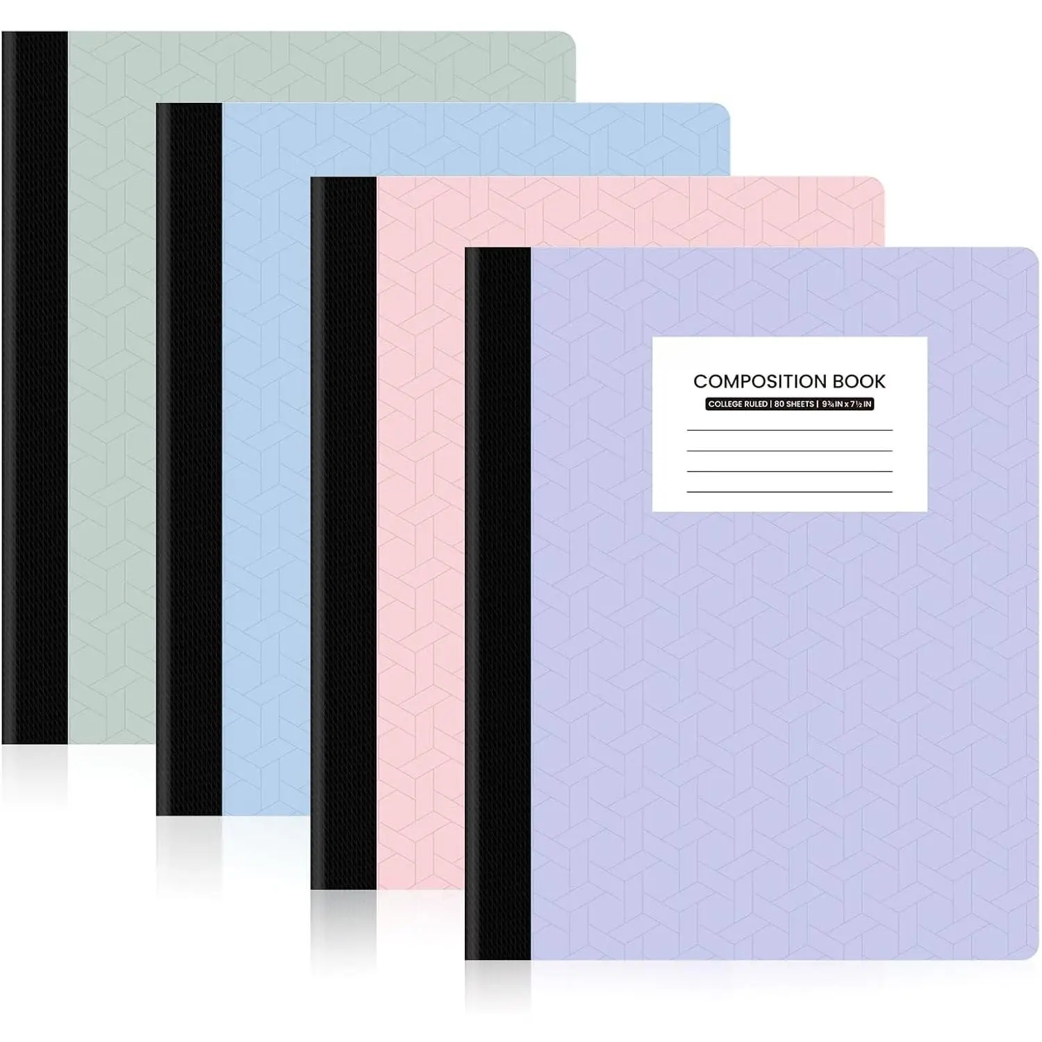 Composition Notebooks - College Ruled Paper, 4 Pack Composition Book, 9 3/4" x 7 1/2", 80 Sheets/160 Pages,  Colors, School, College & Office Supplies
