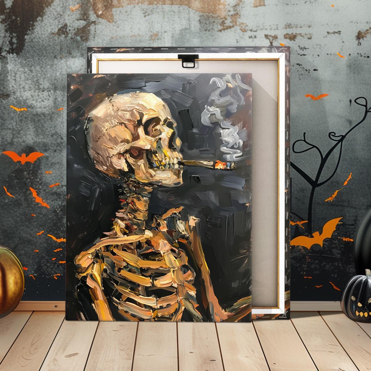 Ghost in The Bathtub Pattern Canvas Painting Framed, 1 Count Halloween Themed Modern Wall Art Painting, Wall Art Decor for Home Living Room Bedroom Office