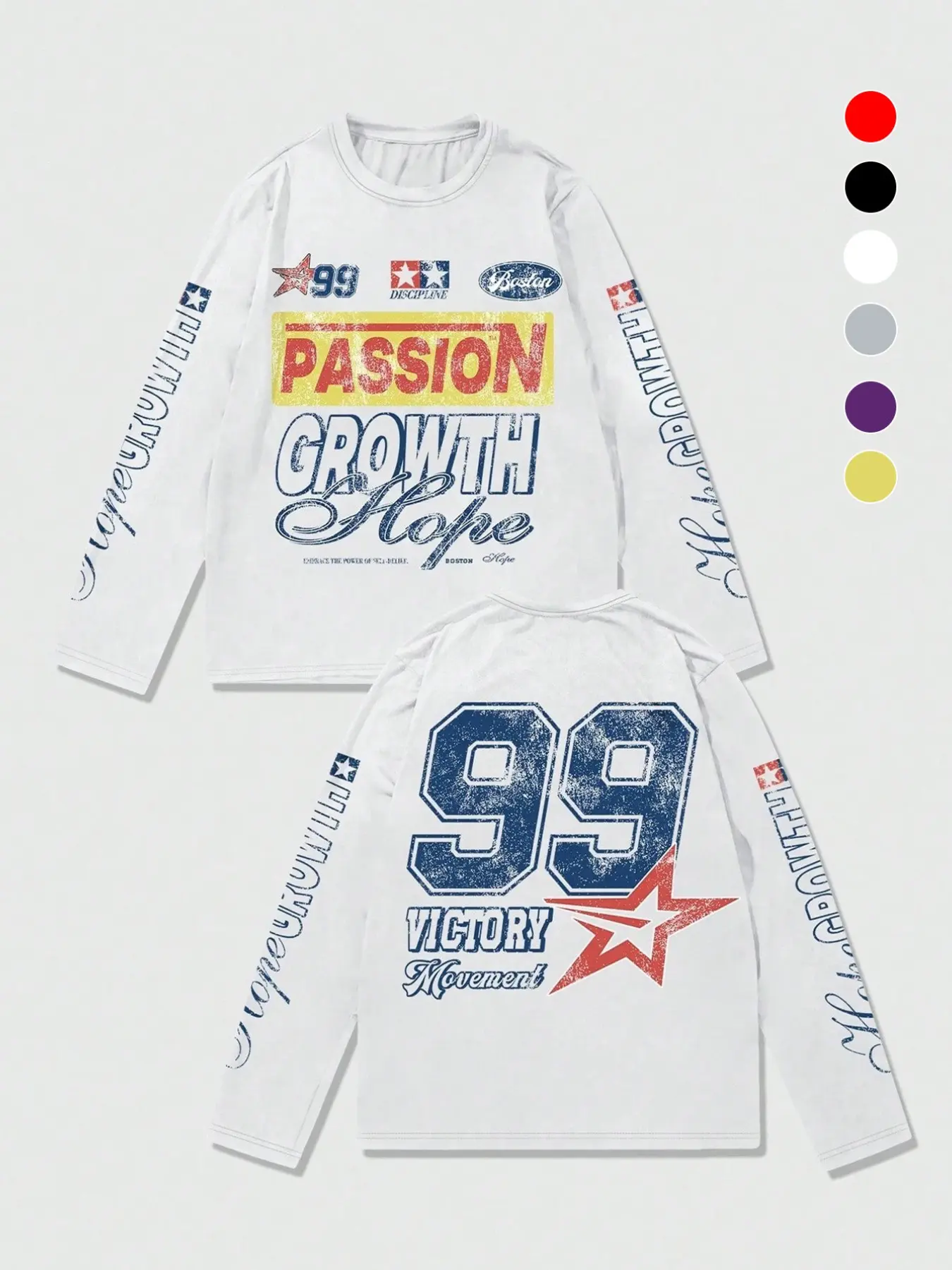Men's Streetwear Casual T-Shirt, Star Graphic Racing Print, Lightweight Long Sleeve, Spring Summer Fall, Unisex Fashion Top