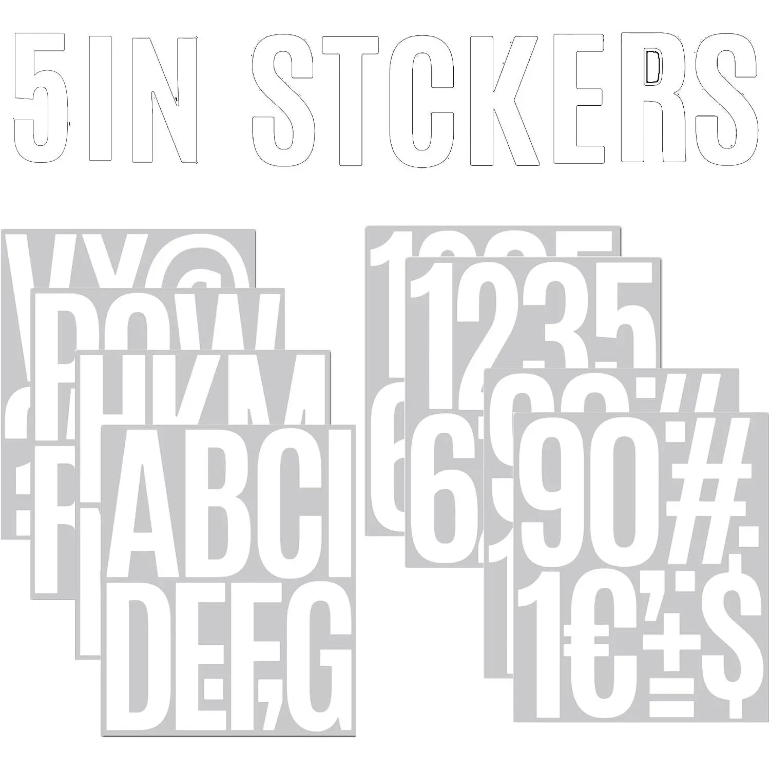Letter Stickers 8 Sheets Mailbox Numbers, 5 inch Self Adhesive Vinyl  Stickers, Large  House Numbers, DIY Crafts Art Making (White)