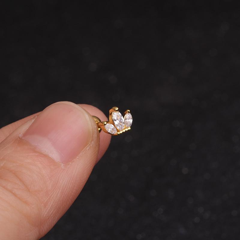 16G Gold CZ Internally Threaded Labret Set, 316L Stainless Steel Cartilage Stud Pack, Hypoallergenic Internally Threaded Nose Studs for Women Men