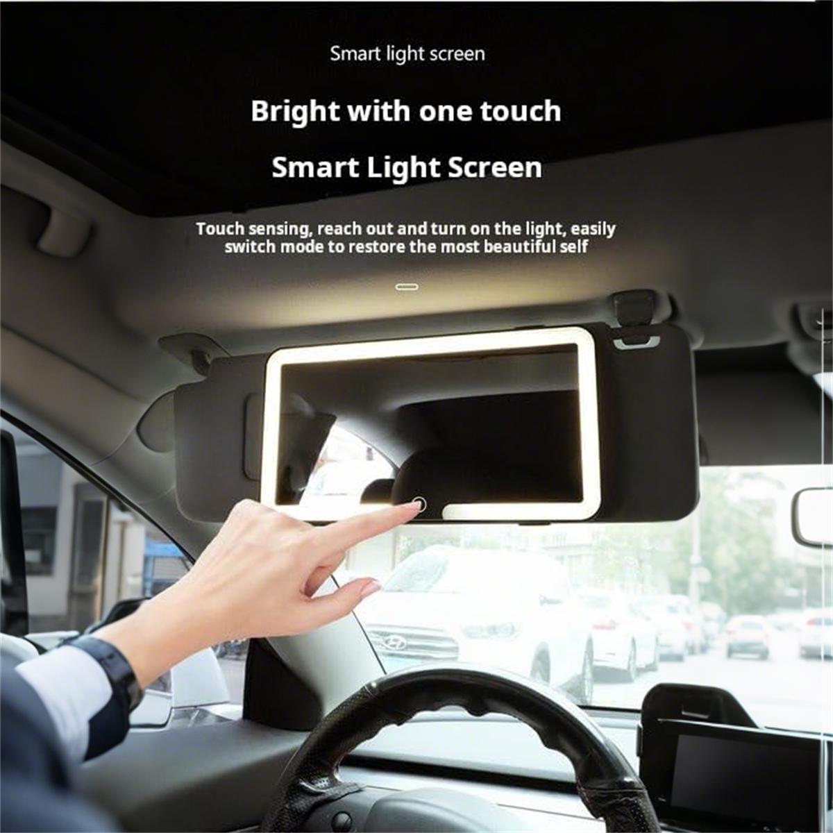Led Sun Visor Vanity Mirror, Upgraded Large Car Mirrors with Lights, Dimmable Light up Vanity Makeup Mirror for Car,Rechargeable Universal Rear View Visor Mirrors