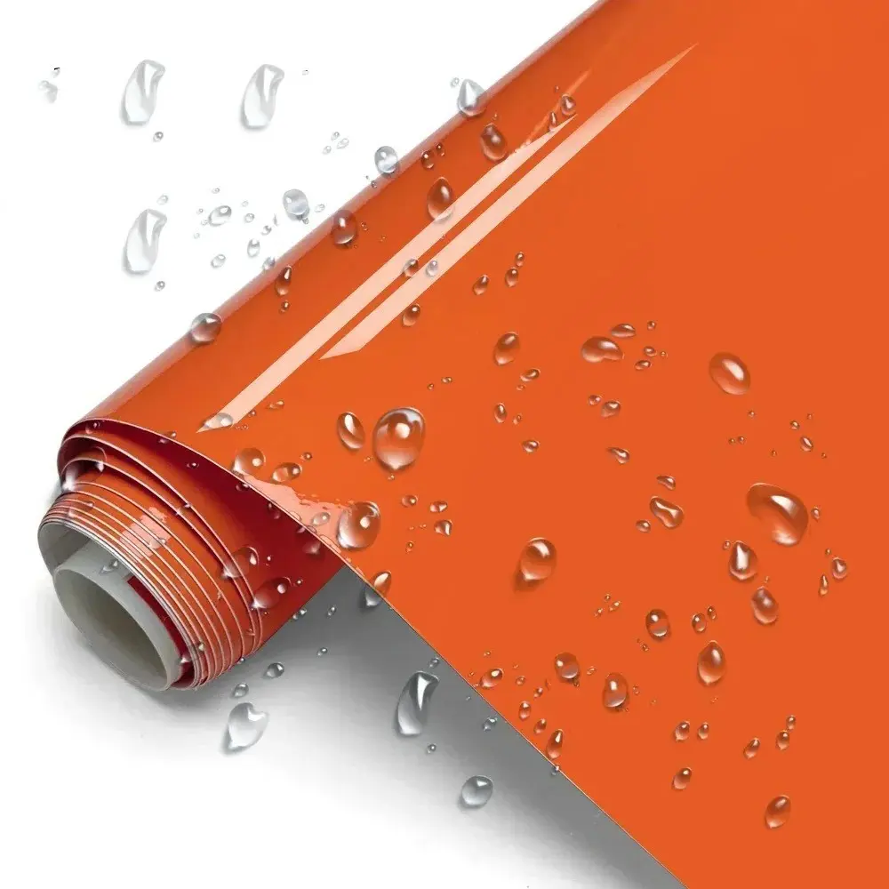 Classic Glossy Orange Vinyl Wrap Film Self Adhesive Car Motorcycle DIY Sticker Decal With Air Release Waterproof