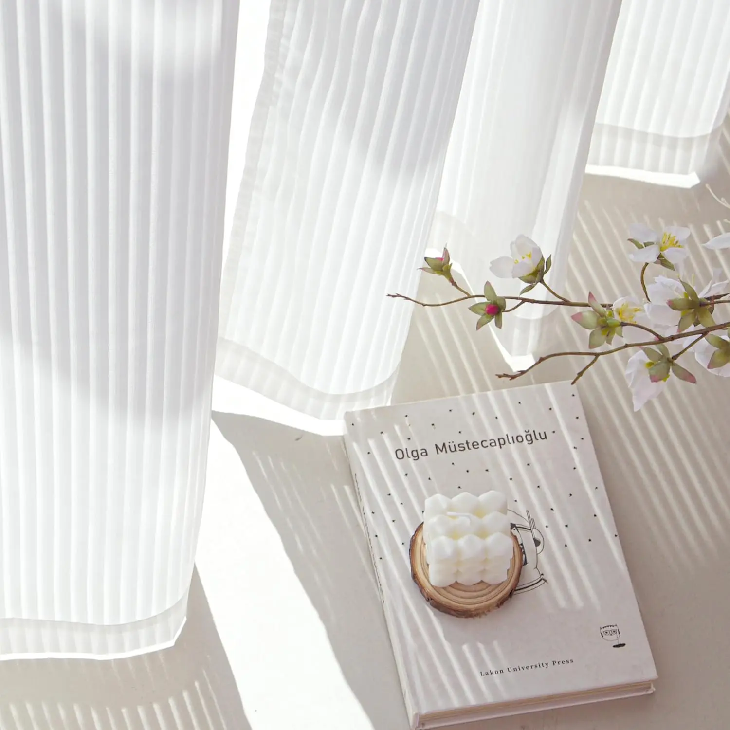 NICETOWN Sheer Curtains for Living Room Home Office Bedroom - Semi Privacy Grommet Window Treatment Light Filtering Drapes