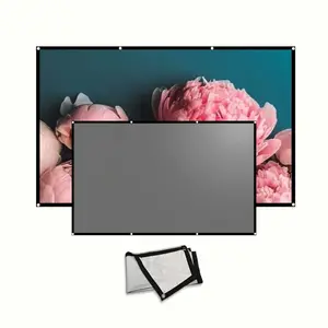 Portable HD Projection Screen, Wall-Mounted Hook Design, Ideal for Office & Home Use, Low Lumen Projector Compatible, Multiple Sizes Available