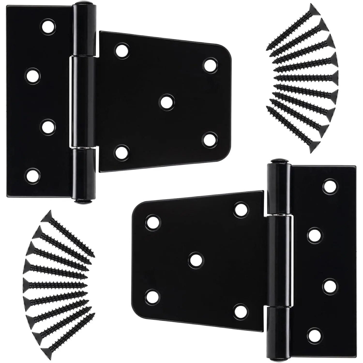 3.5 Inch Heavy Duty Gate Hinges Fence Door Hinges Durable Black Gate Strap Hinge for Indoor Outdoor, Gate Hardware Kit for Shed,Wooden Fences,Vinyl Fence Gate,Barn Door,Garage,2 Pack