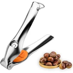 TJ POP Chestnut Cutter, 304 Stainless Steel Chestnut Cracker, Portable Chestnut Opener Clip Peeler, Multifunctional Walnut Pecan Nut Cracker with Bottle Opener, Ergonomic Kitchen Tool