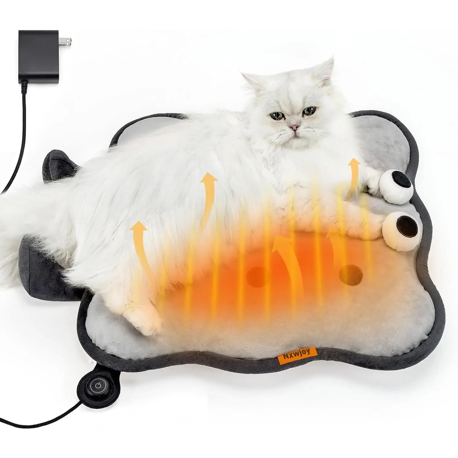 Heated Cat Bed for Indoor Pets Pressure-Activated Cat Heating Pad Extra Large Electric Pet Heated Pad Adjustable Temp Pet Heating Pads with Removable Cover Grey 21"X 21"