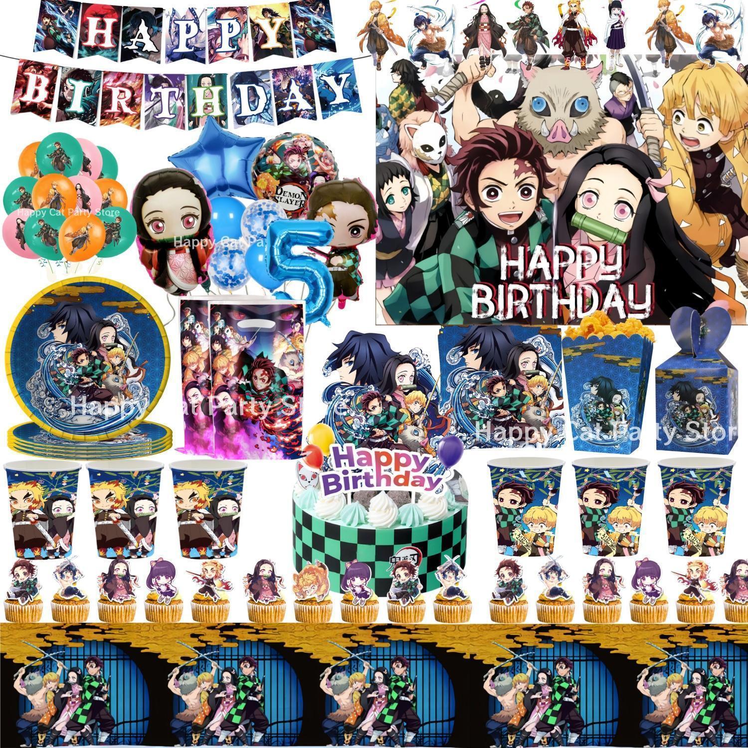Demon Slayer Birthday Party Decor Kimetsu No Yaiba Tableware Tablecloth Plate Cup Balloon Baby Shower Kids Favors Party Supplies Demon Slayer Birthday Party Decor Kimetsu No Yaiba Tableware Tablecloth Plate Cup Balloon Baby Shower Kids Favors Party Supplies