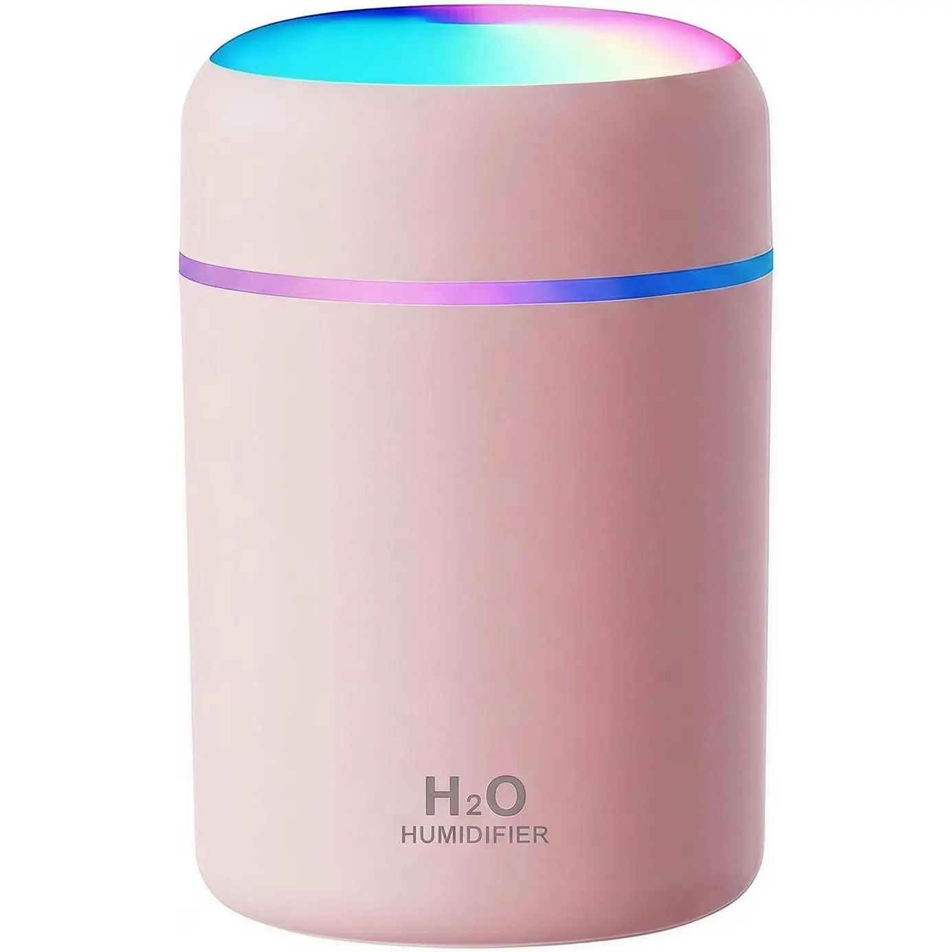 Compact 300ml USB-Powered Mini Humidifier with RGB Lights & Mist Output, Aroma Essential Oil Compatible Personal Desktop Humidifier for Bedroom & Office (White, Pink)