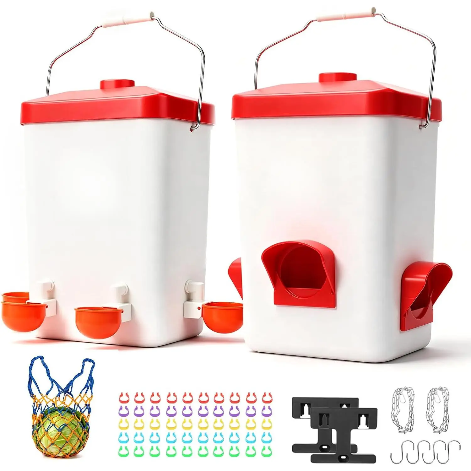 Automatic chicken feeder and waterer set, chicken waterer