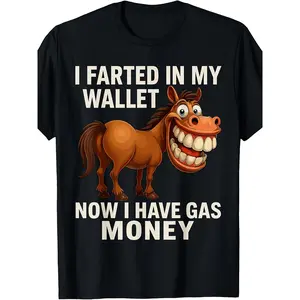 Funny Gas Money Donkey Meme Tee Unisex Cotton T-Shirt, "I Farted in My Wallet" Humor Graphic Streetwear Crew Neck Short Sleeve, USA Shipped
