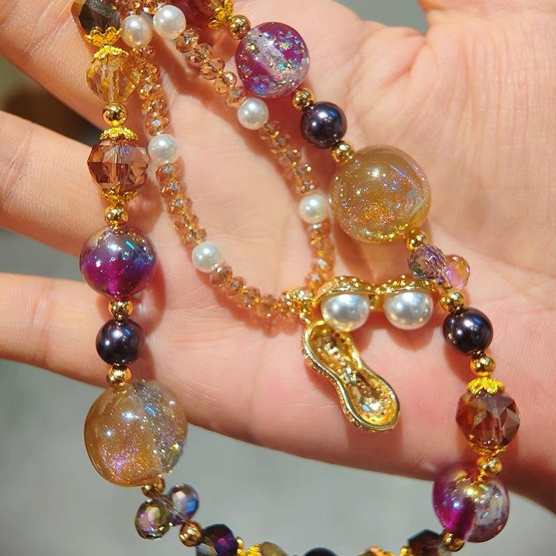 Luxurious and sophisticated mobile phone wrist strap with pink butterfly pendant, short style, niche and exquisite crystal chain, universal