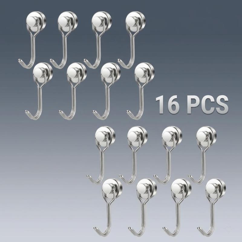 Swivel Magnetic Hooks 8/16 Pack 30LBS Strong Neodymium Hooks for Cruise Cabin Door Fridge Kitchen Metal Surfaces Rotary Vertical Suspension Organizer