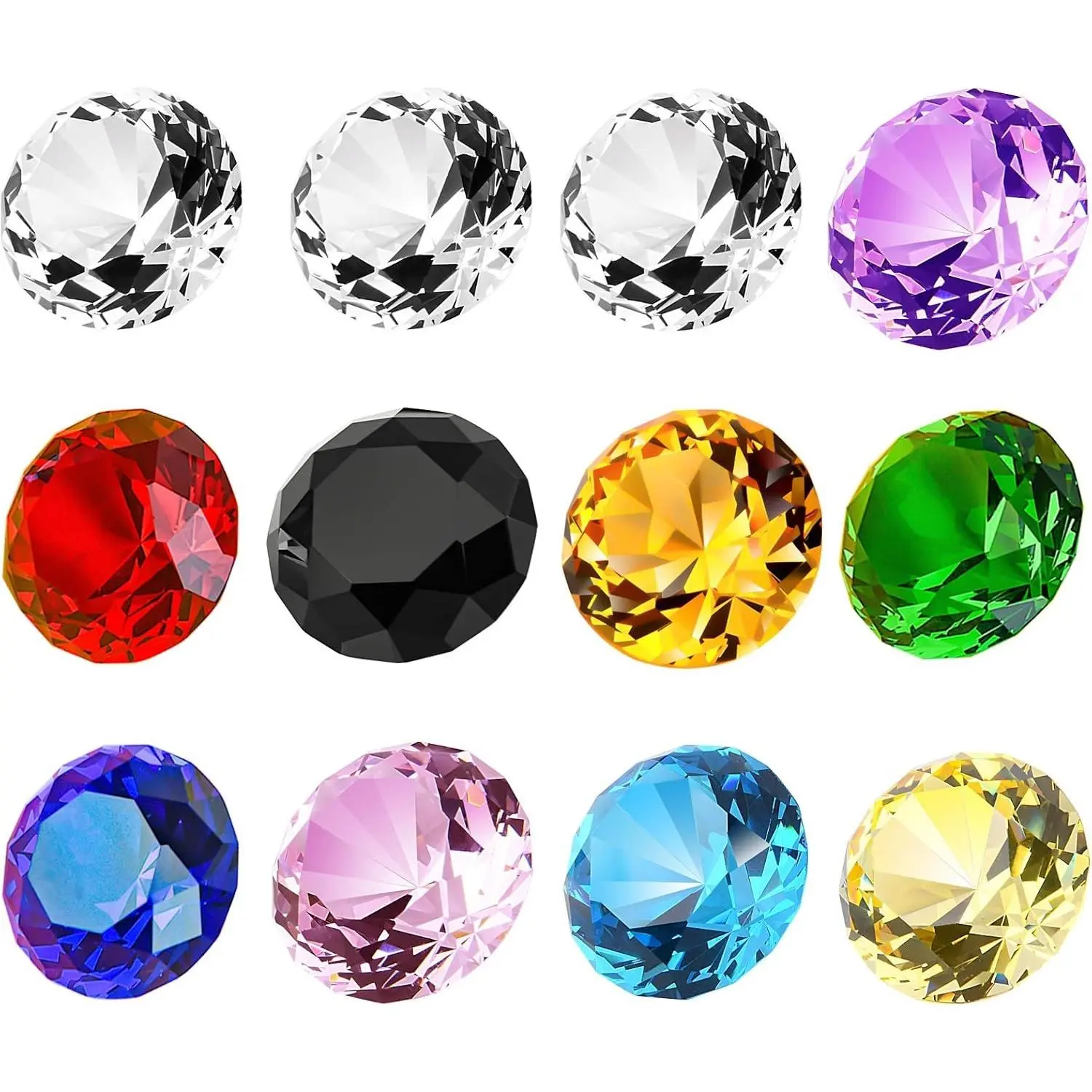 12PCS 1.2 inch Crystal Diamond Pirate Gems Paperweight (Colored) Diamond Paperweight, Fake Diamond, Pirate Gems And Jewels, Glass Gems, Home Decor, Event Centerpiece, Gift Giving