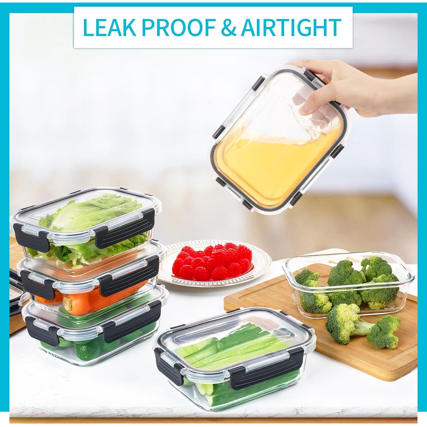 5pcs Stackable Refrigerator Storage Containers with Sealing Lids - High Transparency PET, Reusable & Durable for Fruits, Vegetables, Meats - Ideal for Kitchen, Cabinet & Fridge Organization, Refrigerator Organizers and Storage