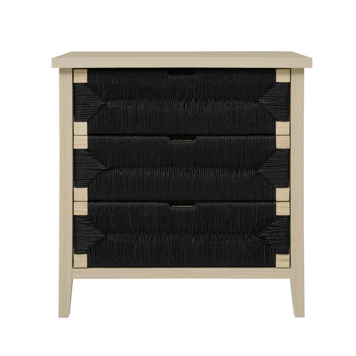 3 Drawer Buffet Sideboard with Adjustable Shelves, Storage Cabinet with Hand-woven rope decorated drawers for Living Room Kitchen Entryway