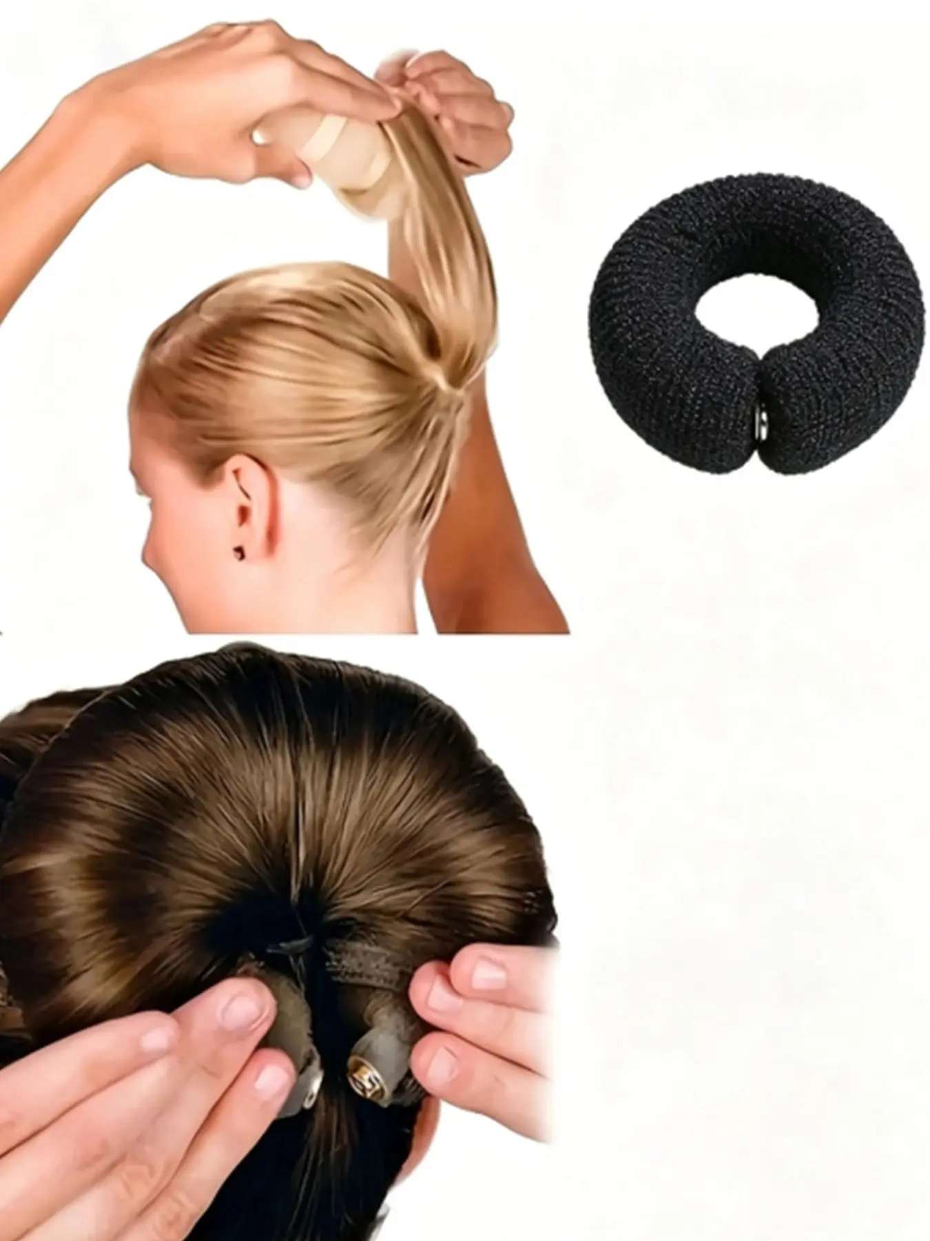 Hair Bun Maker, Mesh Hair Buns, Ballet Hair Buns, DIY Donut Shaping Sponge, Clip-On Donut Hair Bun Maker, Heat-Free Curling Wand, Heatless Styling Tools, Salon & Travel Essentials, Heatless