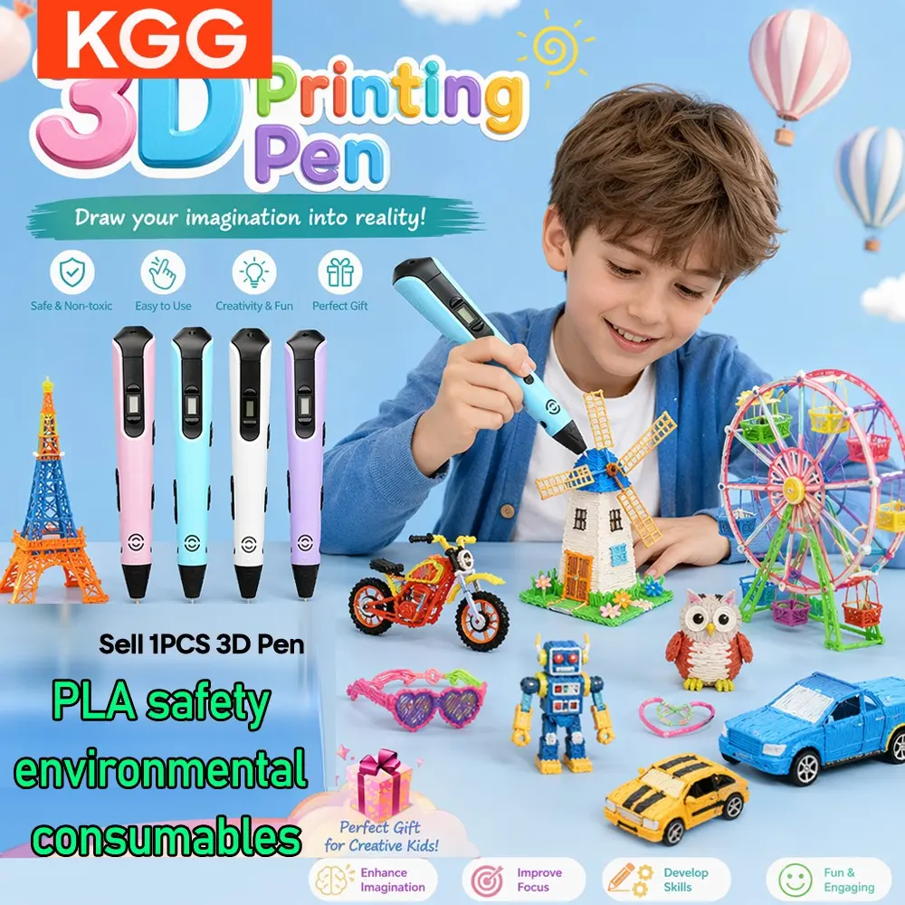 Adjustable Speed 3D Printer Pens for Boys & Girls, Pla Eco-Friendly Filament Np100, LCD Display, DIY Art Supplies, Kids' Birthday Gifts
