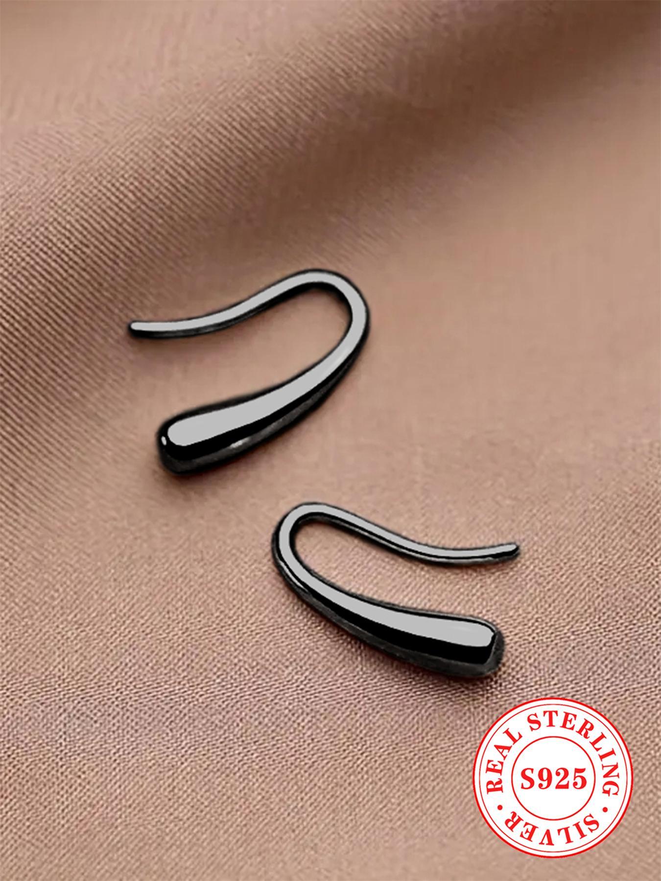 S925 Sterling Silver Simple Style Plain Color for Women, Classic Style Earrings, Elegant Minimalist Earrings, High Quality Earrings, Fashion Jewelry for Daily & Party Decoration, Trendy All-match & Exquisite Jewelry for Gift, with Box