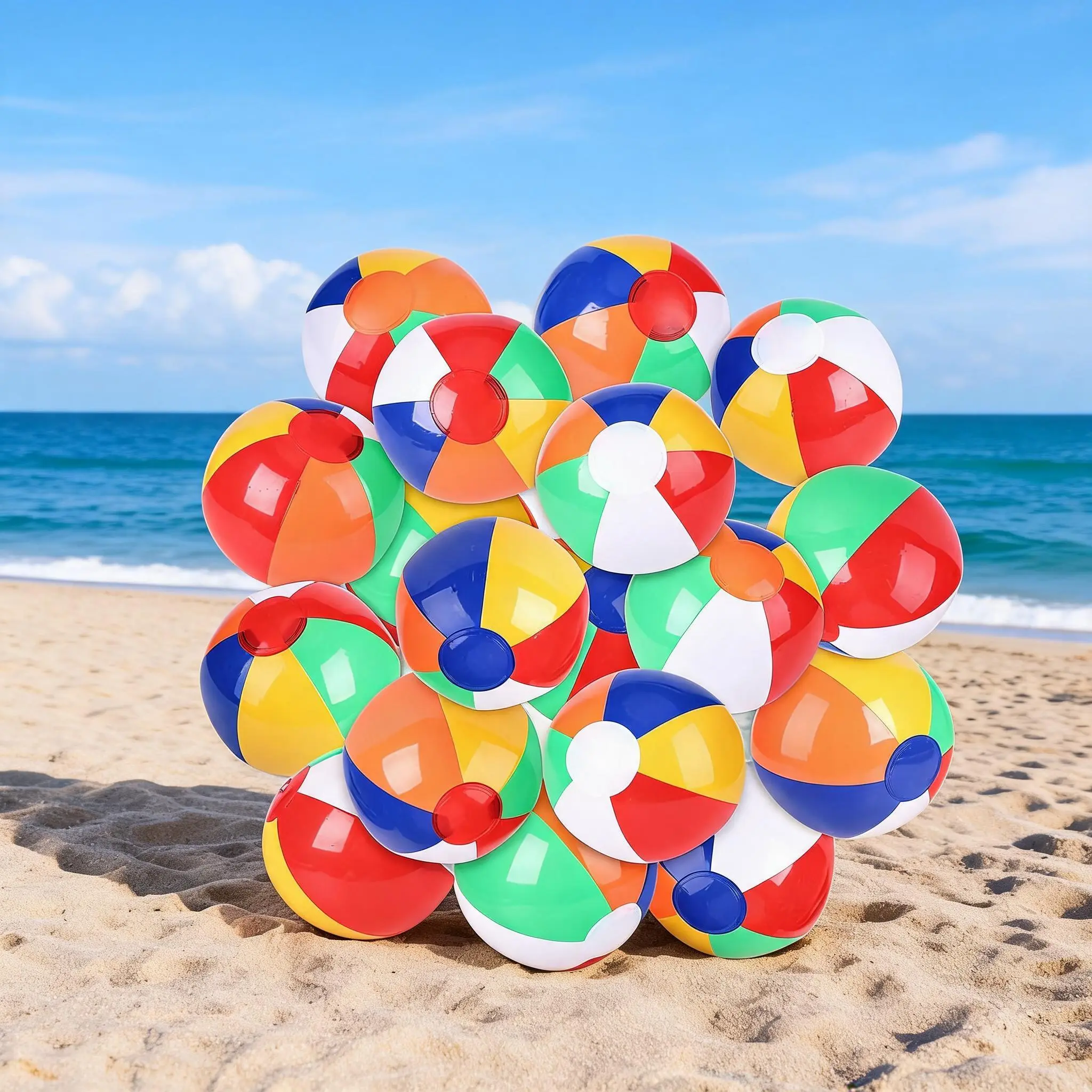 Garvee 18-Pack Inflatable Rainbow Beach Balls for Kids, 8in/20cm Colorful Pool & Water Play Balls - Summer Beach Games, Pool Party Benefits, Party Bag Fillers