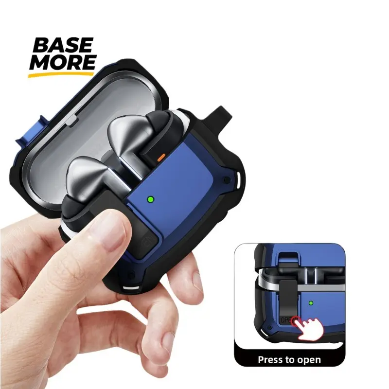 One luxurious anti-drop earphone protection case is suitable for Samsung Galaxy Buds 3 & Buds 3 Pro with on/off safety latch earphone protection cover for outdoor portability.