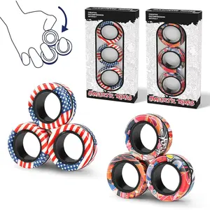 Magnetic Rings Fidget Toy Set, Idea ADHD Fidget Toys, Adult Fidget Magnetic Spinner Rings for Anxiety Relief, Fidget count Great Gift for Adults Teens