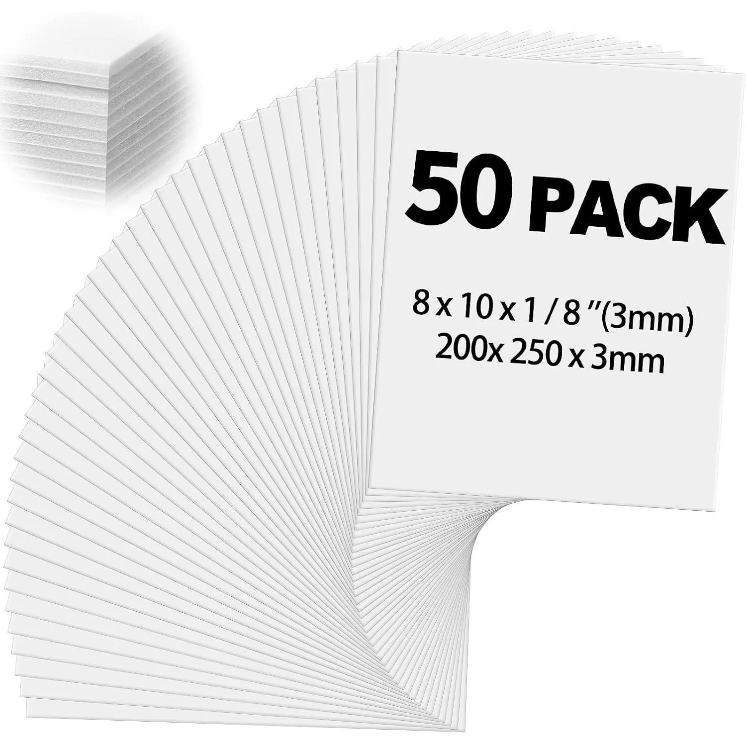 50 Pack White Foam Board Foam Poster Boards 8 x 10 Inch for Projects Double Sided Thickness, Rigid for School Crafts Office Art Projects Crafts, Presentation, Wedding