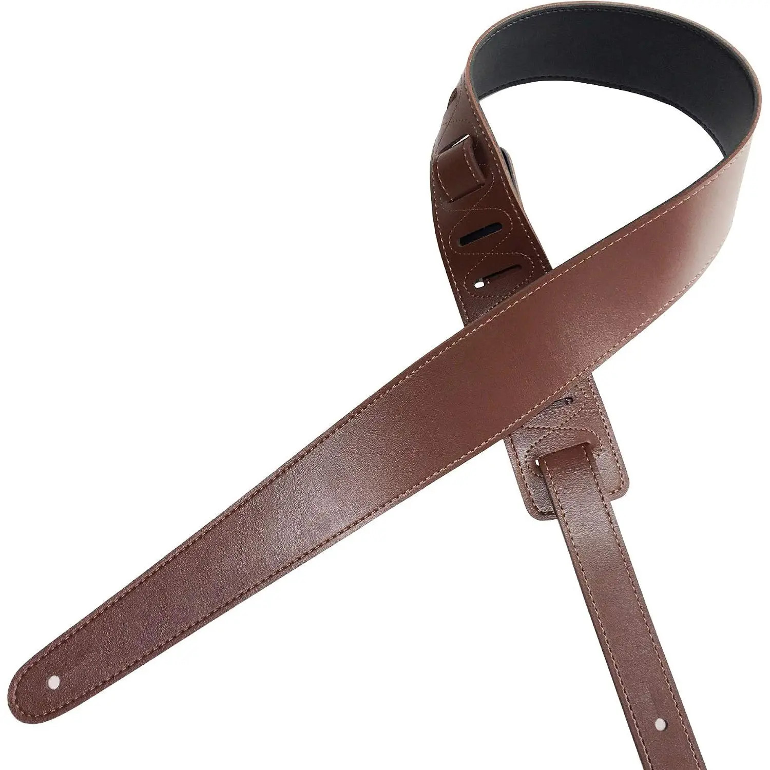 Guitar Strap,Soft PU Leather Guitar Strap Black/Brown Both Sides Work 2.35" Wide, Adjustable Length,with 2 Picks