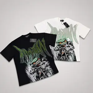 MIXED EMOTION Cotton Rhinestone Graphic T-Shirt Astronaut Angel Print Streetwear Y2K Casual Short Sleeve Unisex Tee Vintage Inspired Daily Wear Top
