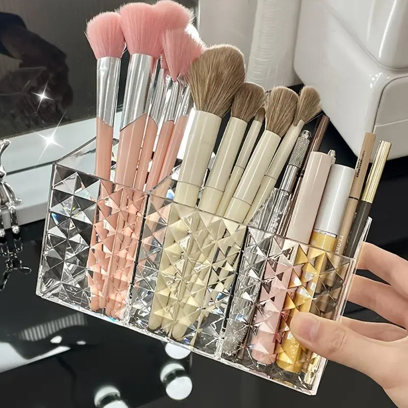 Brush storage box, makeup brush holder, multi-level makeup brush display stand, makeup supplies storage cabinet, bathroom decoration item, makeup storage box, cosmetics storage box, cosmetic organizer
