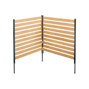 Wood Privacy Fence Panels for Outdoor Use, Slatted Screen Enclosure for Air Conditioner Unit, Set of 2 Panels, 38 in W x 42 in L, Weather-Resistant, Garden Patio Privacy Barrier, Easy Install, Durable Ventilated AC Unit Fence