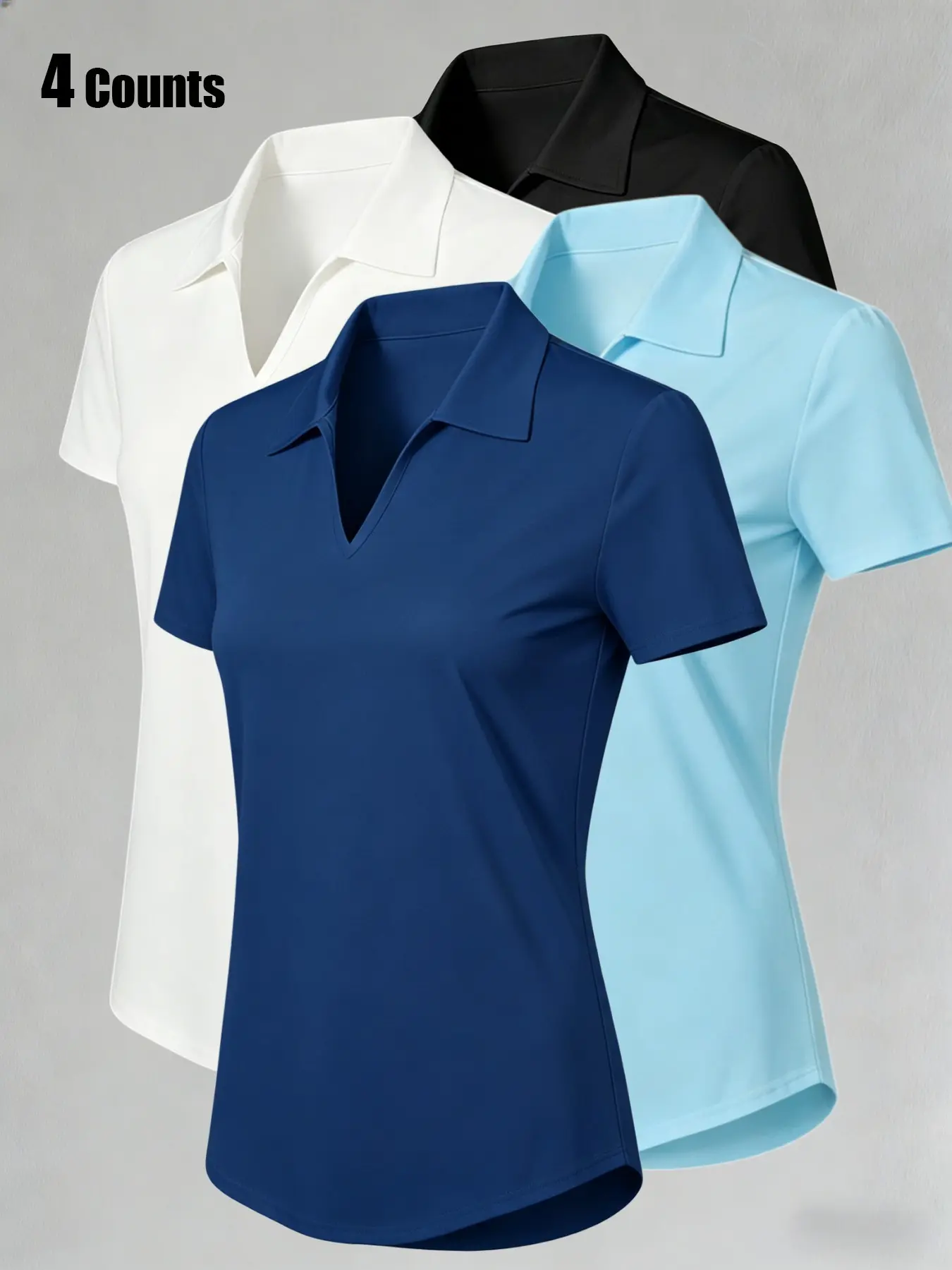4 Pack Women's Golf Polo Shirts, Breathable Sweat Wicking Tennis Athletic Short Sleeve Tops, Versatile Casual Daily Wear Blouses