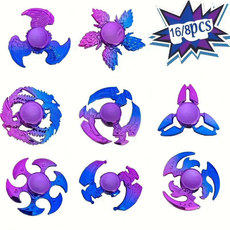 16/8pcs Cool Fidget Spinner Toy, Small Handheld Finger Spinner Toy Spinning Top Focus Desktop Toy Fidget Spinner Party Favor Gift Bag Filler Novelty Gift