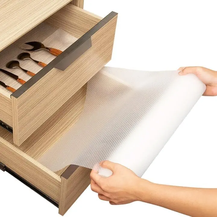 Shelf Liner Drawer Liner for Kitchen Cabinets Non-Adhesive by Linda’s  (12 x 240 Inches) - Non-Slip Easy Clean Kitchen Cabinet and Cupboard Protector,  Mat, Clear Roll
