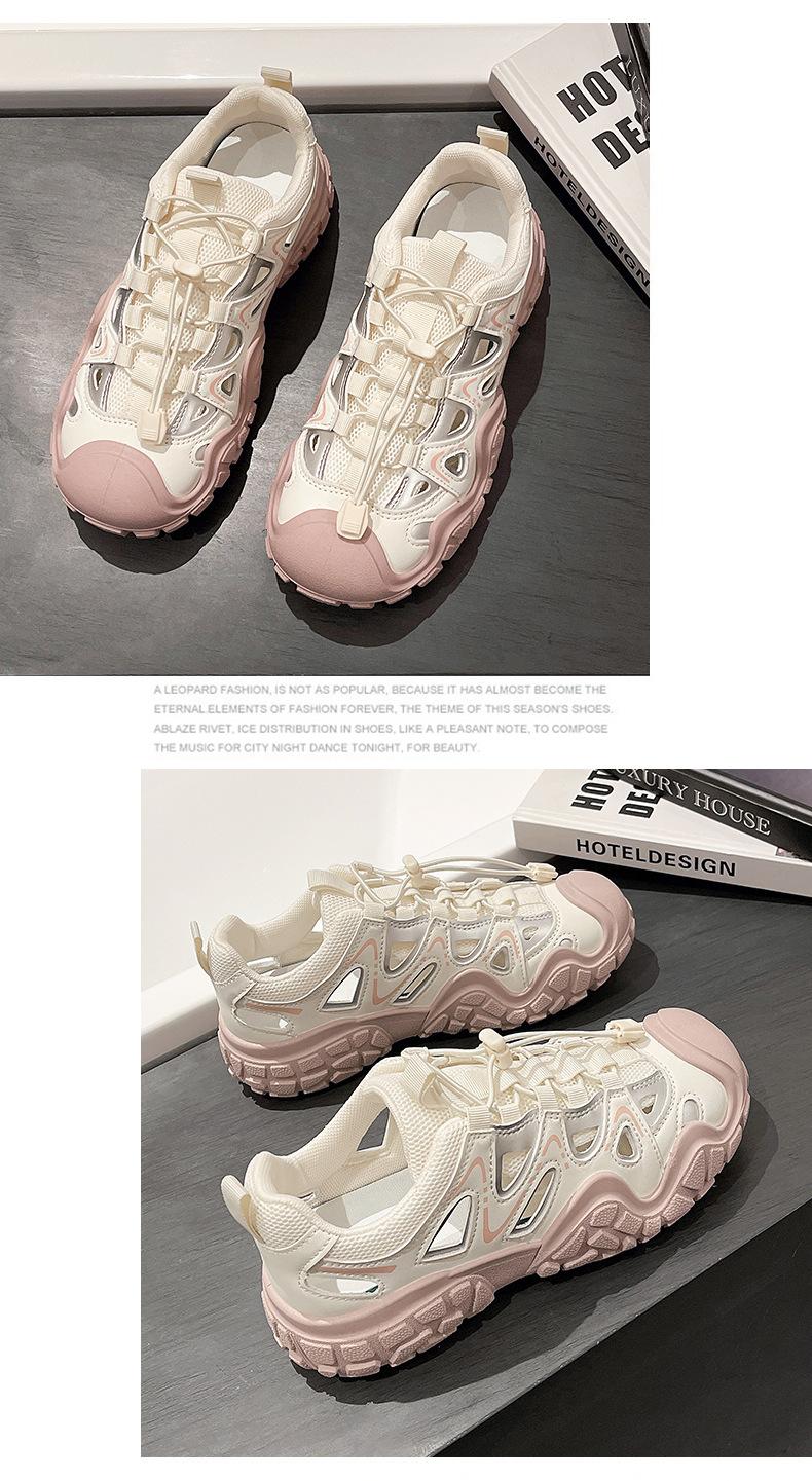 Ugly-Cute Women's Shoes 2026 Spring/Summer New Outdoor Hiking and Mountaineering Shoes Hollow Dad Shoes Thick-Soled Casual Sneakers1123