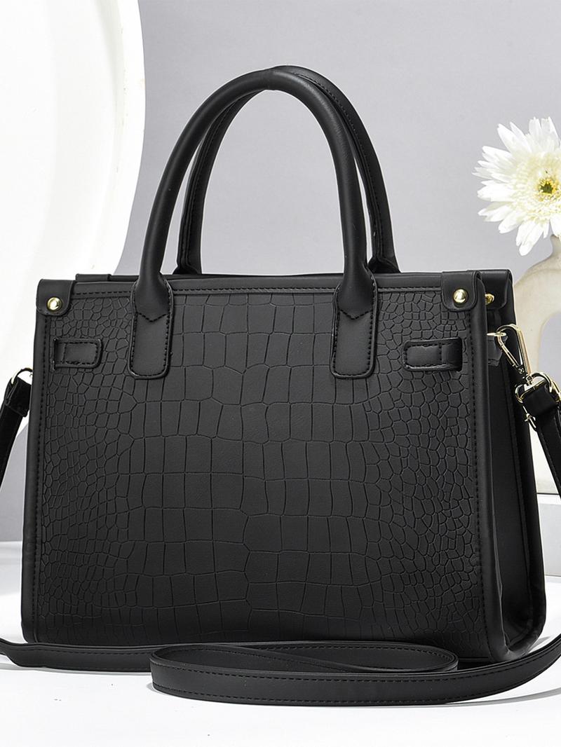 Women's Fashionable Crocodile Embossed Handbag, Large Capacity Shoulder Crossbody Bag, Stylish Handbag for Everyday Use, Fashionable Purse Handbag