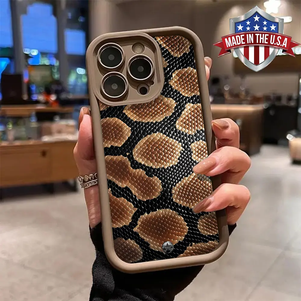 Brown Python Snake Skin Texture Shockproof Anti Drop Phone Case For iPhone 17Air 16Pro Max 15 14 13 12 11Pro Plus Samsung Galaxy S21 S22 S23 S24 S25 S26 Plus Ultra FE tough shockproof anti-drop designer fashion stylish gift