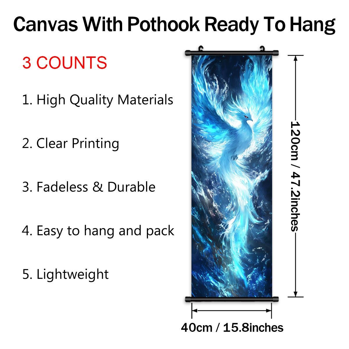 Creative Phoenix Pattern Wall Durable Decorative Tapestry Wall Mural, 3 Counts/set Modern Art Wall Decor, Wall Hanging Decor for Home Living Room Bedroom