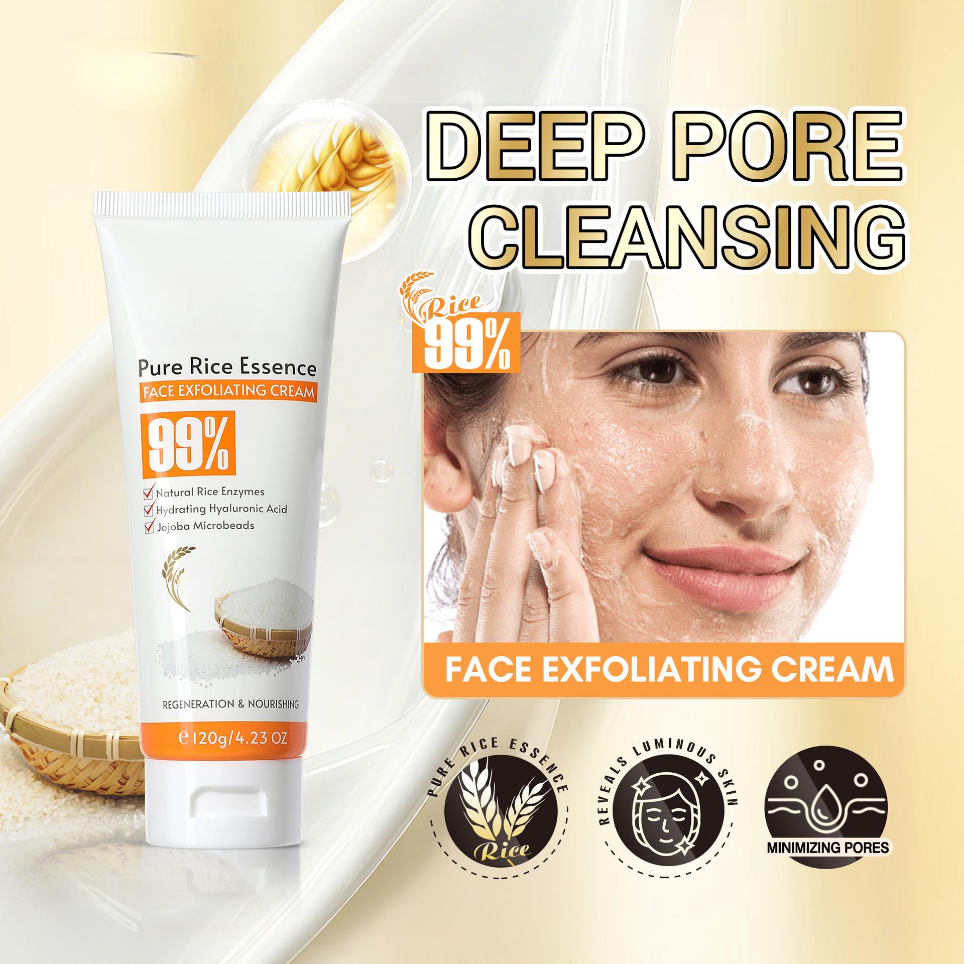 Exfoliating cream for deep pore cleansing on the face, non-irritating, moisturizing, facial exfoliator for removing dead skin