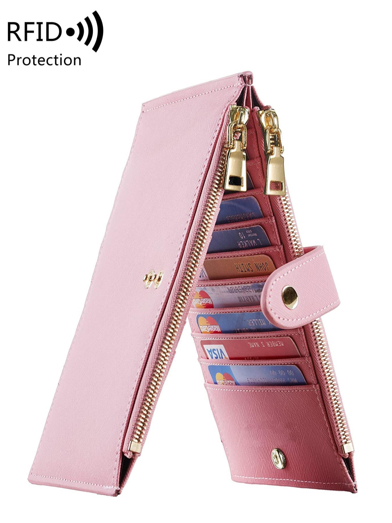 Women's Elegant Long Wallet, Casual Versatile Zipper Rfid Blocking Bifold Wallet, Multi Card Slot Wallet for Daily Use, Zipper Wallet Design