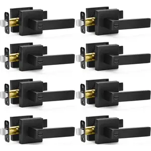 8 Pack Matte Black Door Handles Privacy Door Levers, Keyless Interior Door Knobs Square Door Levers Heavy Duty Door Locks  Bedroom Bathroom, Reversible Flat Levers