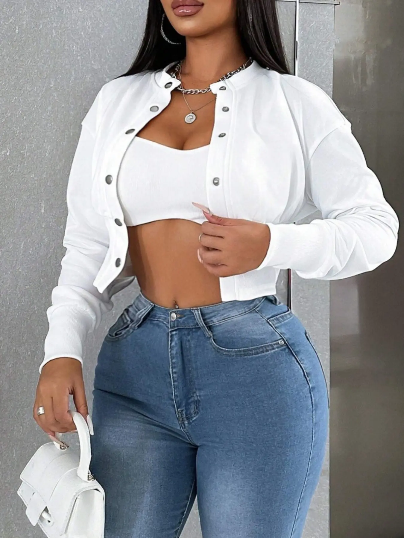 Women's Single Button Casual Long Sleeve Jacket, Fashionable Plain Top, Daily Wear Outerwear, Stylish Lightweight Coat