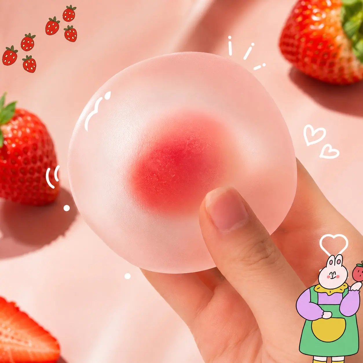 Strawberry Mochi Stress Relief Toy, Creative Small Gift, Trendy Malteser Pressure Release Tool, Stress Relief Tools, Perfect Present for Relaxation