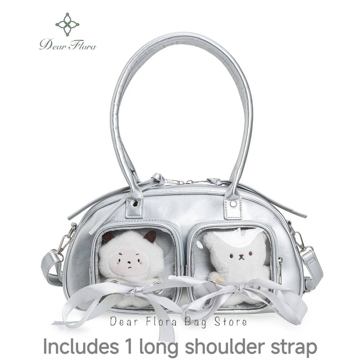 New Y2K Cute Ita Bag Large Capacity Fashion Shoulder Bag Lolita Girls Transparent Cosplay Underarm Bag DIY Badge Display Handbag