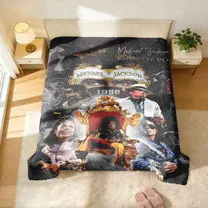 Michael Jackson King of Pop Collage Throw Blanket - Multi-Eras MJ Classic Stage Portrait Montage Prints, Soft Flannel Warm Cover, Machine Washable, Multi-Scene Use, Memorial Gift for MJ Fans | Pop Music Legend Home Merchandise