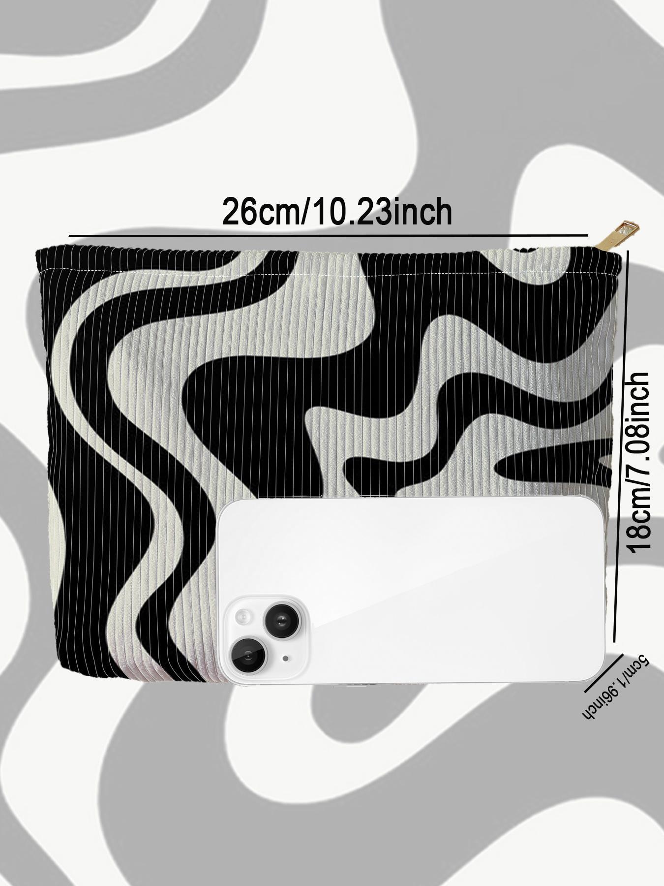 Zebra Stripe Pattern Corduroy Makeup Bag, Makeup Organizer Pouch, Handheld Cosmetic Pouch, Cosmetic Travel Bags, Casual Lightweight Multi-functional Travel Cosmetic Bag, Casual Trendy Versatile High-quality for Women & Girls